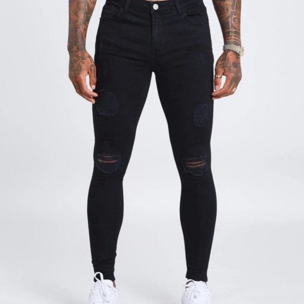 Legend London Distressed Raw Hem Skinny Jeans